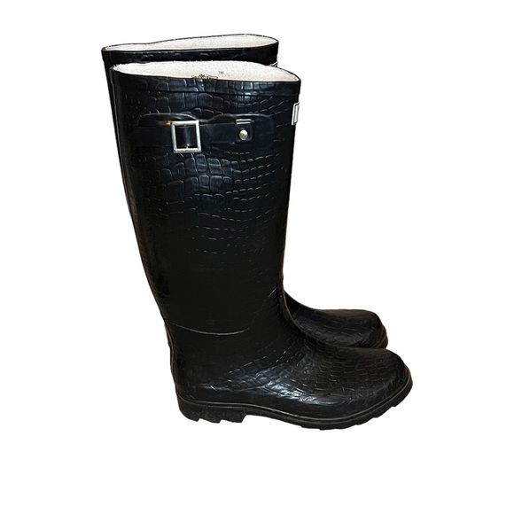 Forever Young Womens Black Rain Boots With Buckle Size 7 - Picture 4 of 4